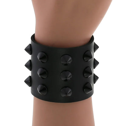 Gothic Punk Hip Hop Rock Spike Rivet Stud PU Leather Wristband Bracelet Bangle