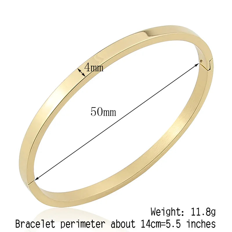 Hot Fashion Stainless Steel Jewelry Oval Bangle for Woman Child Charm Bracelet Party Love Wedding Brand Gift Wholesale