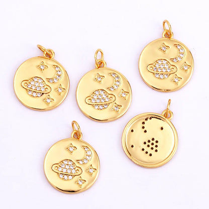 Sun Moon Star Space Celestial Compass Charm Pendant in Gold Colour , Jewelry Necklace Bracelet Making Supplies L93