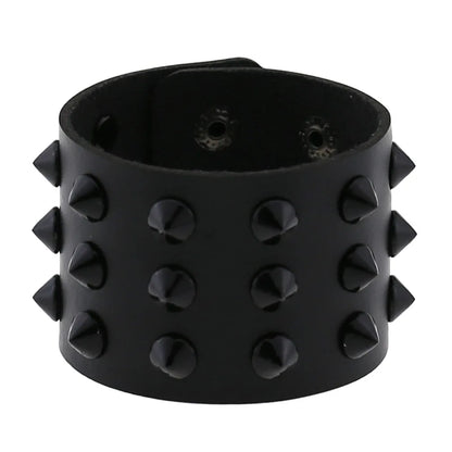Gothic Punk Hip Hop Rock Spike Rivet Stud PU Leather Wristband Bracelet Bangle