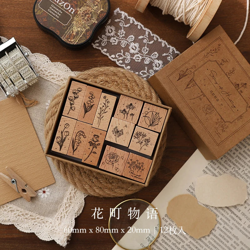 Jenny Chinese Character Number  Universe Flower Week Wooden Rubber Stamp Scrapbooking Deco DIY Craft Standard Wooden Stamps