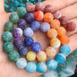 Natural Stone Beads Frost Dark Blue Cracked Dream Fire Dragon Veins Agates Beads For Jewelry Making DIY Bracelet 15‘’ 6/8/10mm