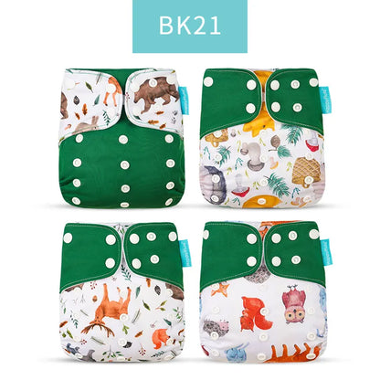 Happyflute New Desig Hot Sale 4Pcs OS Pocket Diaper Washable&Reusable Absorbent Ecological Diaper Cover Adjustable Baby Nappy