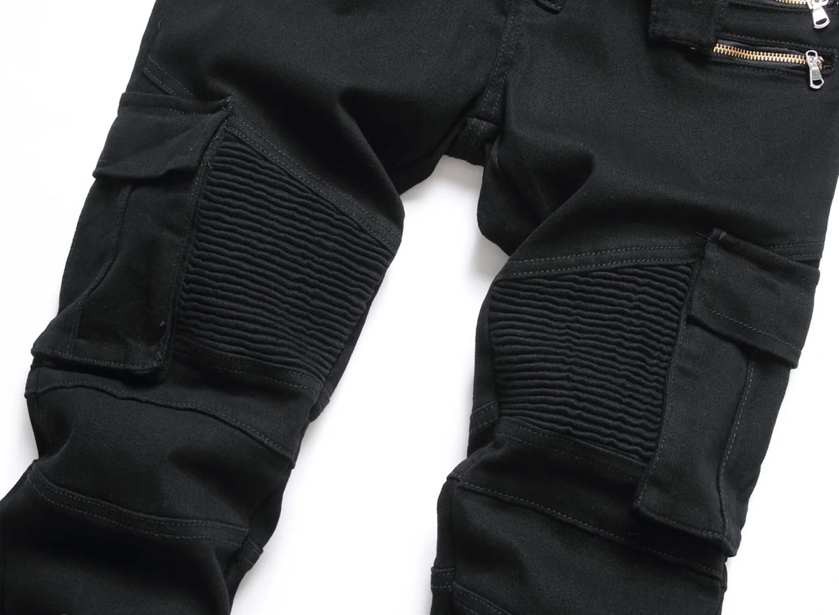 2022 New Fashion Mens Biker Jeans Punk Style Men Cargo Denim Pants  Zipper Pocket Motorcycle Jeans Male Pantalones Hombre