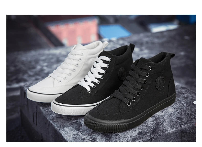 Shoes Men Spring Autumn Lace-up High Top Style Men Vulcanize Shoes Fashion Flats Youth Men Canvas Shoes Sneakers