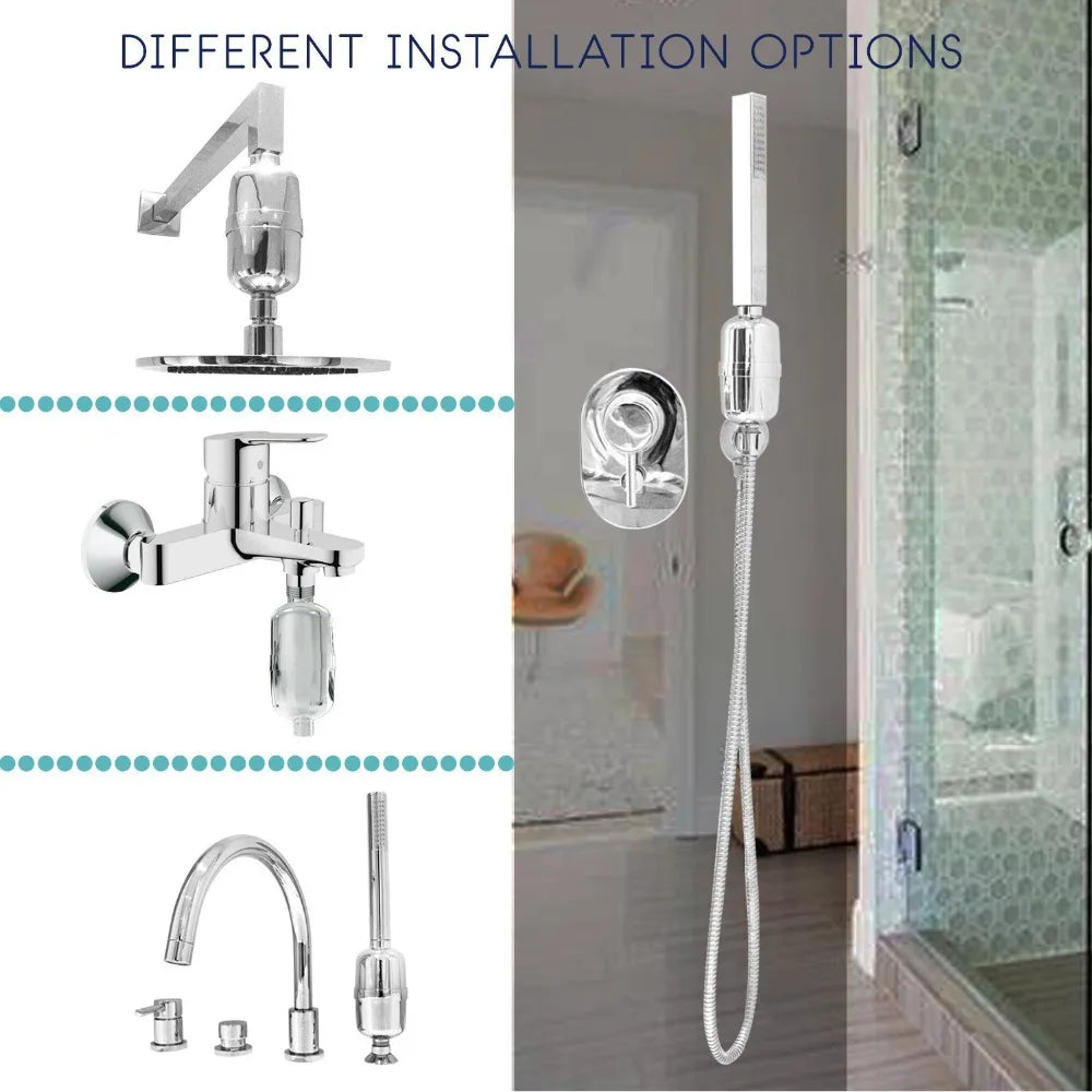 In-line bathroom Shower Filter bathing Level 8 filtering water purifier water treatment Health softener Chlorine Removal Home