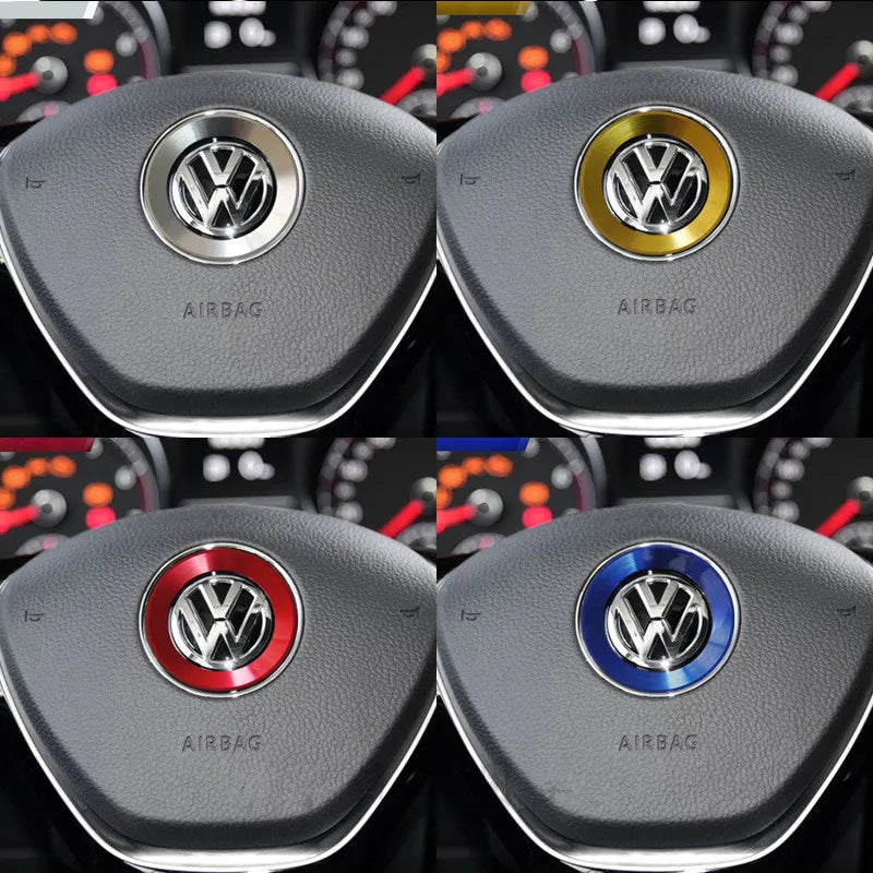 Ceyes Car Styling Steering Wheel Emblem Decorative Circle Ring Accessories Case For Volkswagen VW Golf 5 Polo Jetta Mk6 Covers
