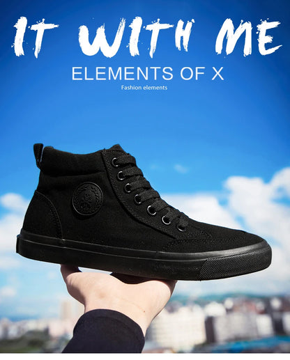 Shoes Men Spring Autumn Lace-up High Top Style Men Vulcanize Shoes Fashion Flats Youth Men Canvas Shoes Sneakers