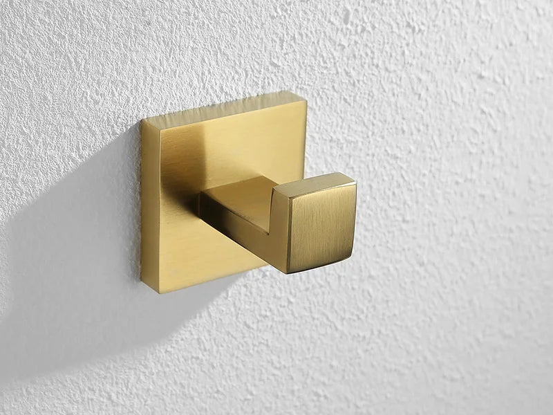 Gold Brushed Bathroom Accessories Hardware Towel Bar Rail Toilet Paper Holder Towel Rack Hook Soap Dish Toilet Brush
