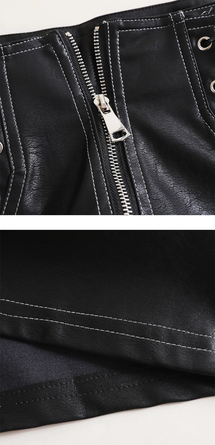 Autumn Women PU Shorts Tie High Waist Shorts Female Casual Black Shorts Ladies All Match Wide leg Shorts Short Pants