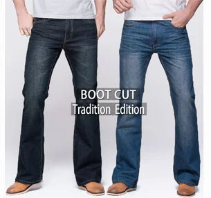 LGRG Mens Boot Cut Jeans Slightly Flared Slim Fit Blue Black Trousers Designer Classic Male Stretch Denim Pants