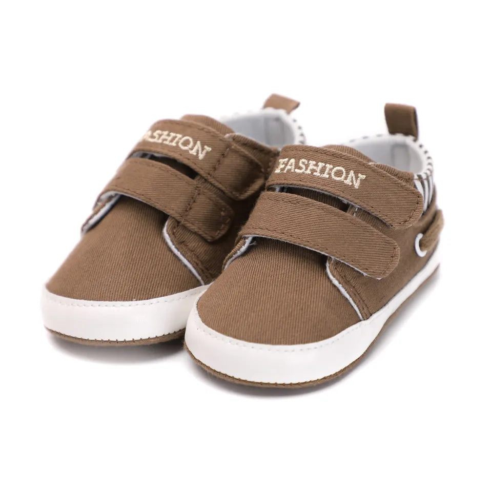 Infant Babies Boys Girls Shoes Soft Sole Canvas Solid Footwear For Newborns Toddler Crib Moccasins Letter Print Anti-Slip Shoes