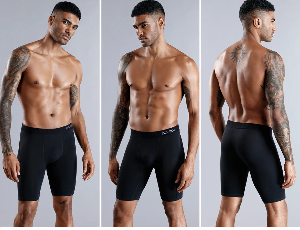 BONITOS Men Boxers Long Leg Man Underwear Soft Men Underpants Natural Cotton Sexy Boxer Shorts Top Brand Long Men's Panties