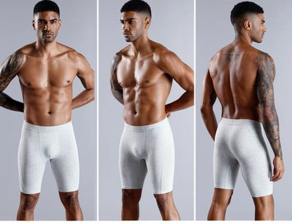 BONITOS Men Boxers Long Leg Man Underwear Soft Men Underpants Natural Cotton Sexy Boxer Shorts Top Brand Long Men's Panties
