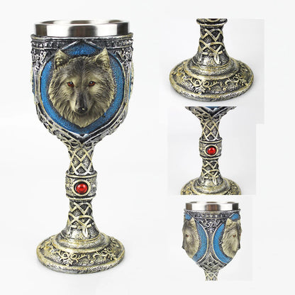 Gothic Wine Goblet Contain Dragon Claw Viking Skeleton Retro Stainless Steel&Resin Wine Glass BEST Halloween Gifts Bar Drinkware