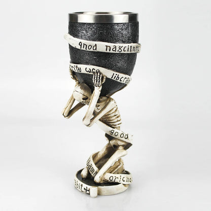 Gothic Wine Goblet Contain Dragon Claw Viking Skeleton Retro Stainless Steel&Resin Wine Glass BEST Halloween Gifts Bar Drinkware