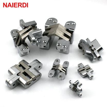 2PCS NAIERDI 304 Stainless Steel Hidden Hinges Seven Size Invisible Concealed Folding Door Hinge For Kitchen Furniture Hardware