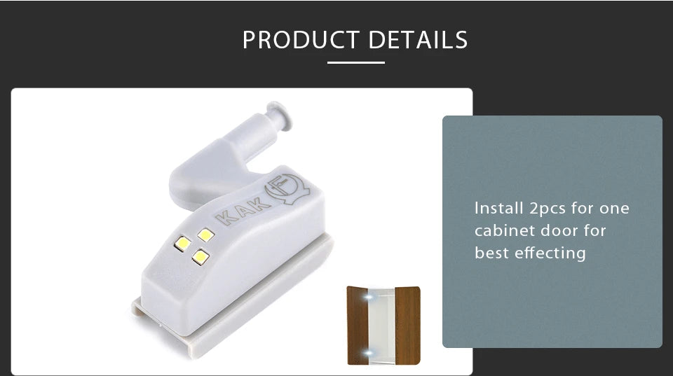 KAK Universal Hinge Light Kitchen Bedroom Living Room Cabinet Cupboard Wardrobe 0.25W Inner LED Sensor Light Furniture Hardware