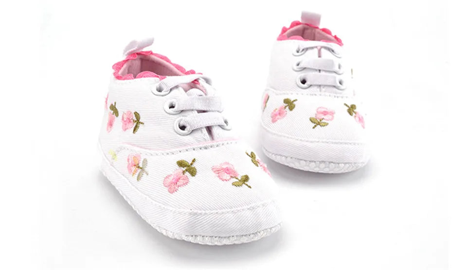 Baby Girl Shoes White Lace Floral Embroidered Soft Shoes Prewalker Walking Toddler Kids Shoes First Walker