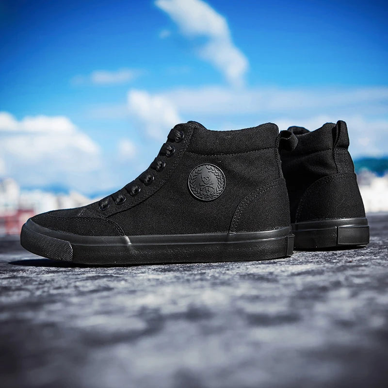 Shoes Men Spring Autumn Lace-up High Top Style Men Vulcanize Shoes Fashion Flats Youth Men Canvas Shoes Sneakers