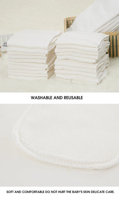 B caton 10pcs/5pcs Baby Reusable Diapers Washable Ecological Nappies Inserts Cotton Cloth Diapers for Children Breathable