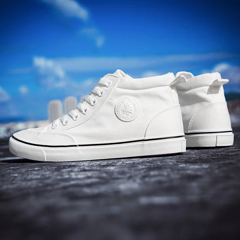 Shoes Men Spring Autumn Lace-up High Top Style Men Vulcanize Shoes Fashion Flats Youth Men Canvas Shoes Sneakers