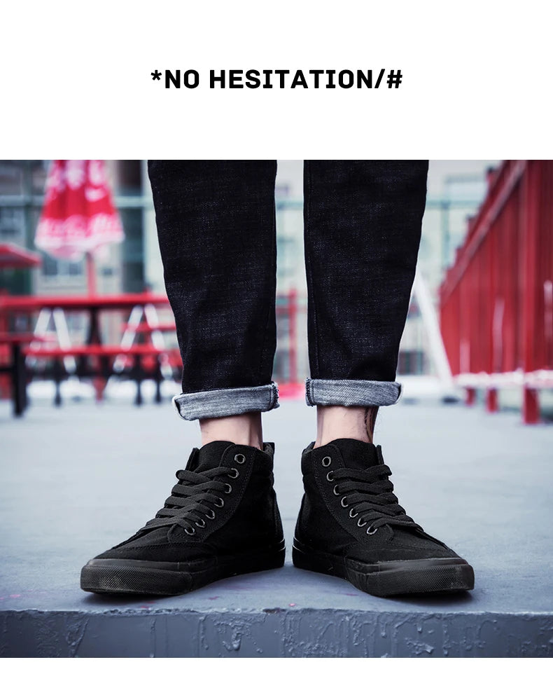 Shoes Men Spring Autumn Lace-up High Top Style Men Vulcanize Shoes Fashion Flats Youth Men Canvas Shoes Sneakers
