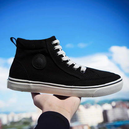 Shoes Men Spring Autumn Lace-up High Top Style Men Vulcanize Shoes Fashion Flats Youth Men Canvas Shoes Sneakers