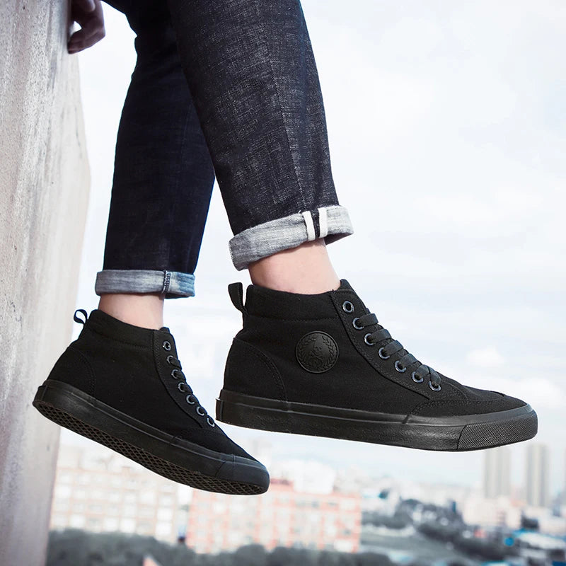 Shoes Men Spring Autumn Lace-up High Top Style Men Vulcanize Shoes Fashion Flats Youth Men Canvas Shoes Sneakers