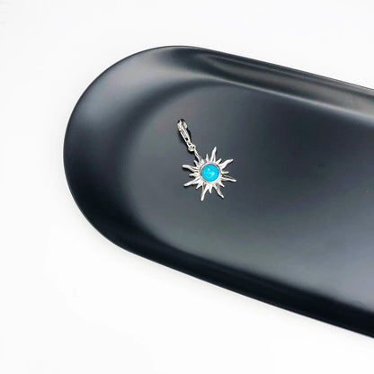 Blue Stone Sun Dangle Charm For Women Men 925 Sterling Silver Pendant Jewelry Trendy Gift