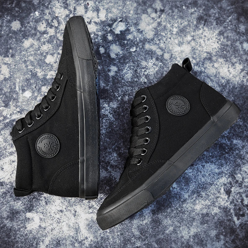 Shoes Men Spring Autumn Lace-up High Top Style Men Vulcanize Shoes Fashion Flats Youth Men Canvas Shoes Sneakers