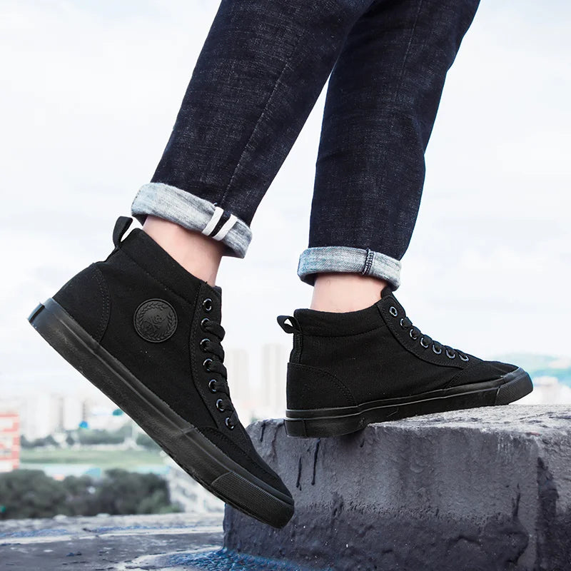 Shoes Men Spring Autumn Lace-up High Top Style Men Vulcanize Shoes Fashion Flats Youth Men Canvas Shoes Sneakers