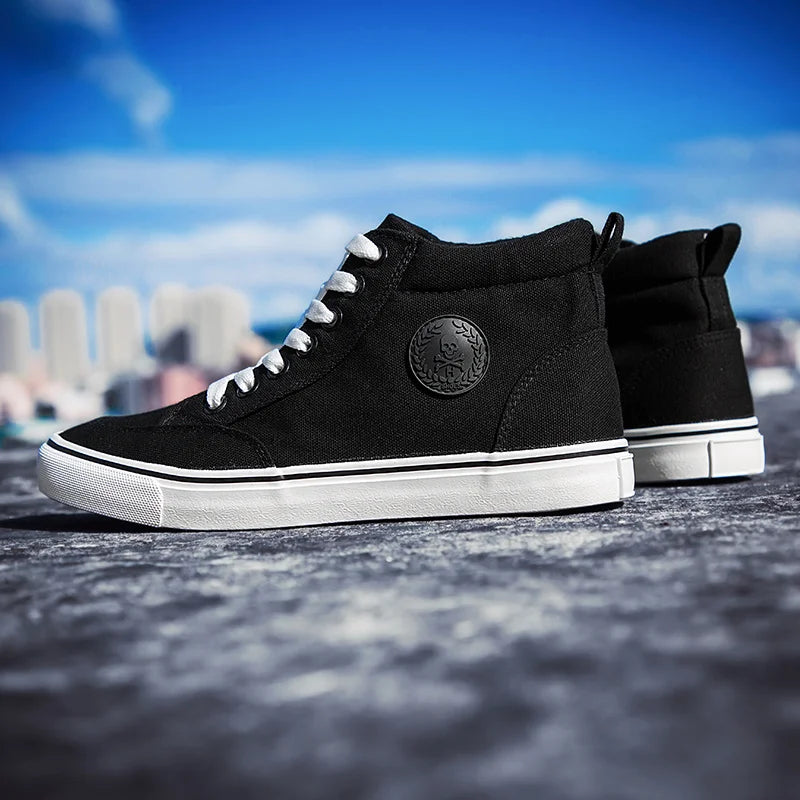 Shoes Men Spring Autumn Lace-up High Top Style Men Vulcanize Shoes Fashion Flats Youth Men Canvas Shoes Sneakers