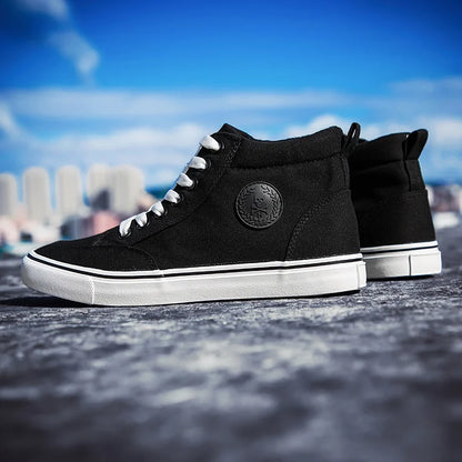 Shoes Men Spring Autumn Lace-up High Top Style Men Vulcanize Shoes Fashion Flats Youth Men Canvas Shoes Sneakers