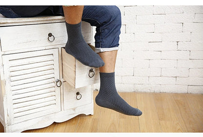 10 Pairs/Lot Men's Bamboo Fiber Socks 2025 New Compression Autumn Long Black Business Casual Man Dress Sock Gift Plus Size 42-45