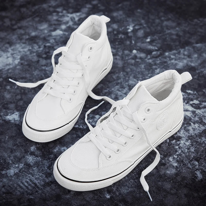 Shoes Men Spring Autumn Lace-up High Top Style Men Vulcanize Shoes Fashion Flats Youth Men Canvas Shoes Sneakers