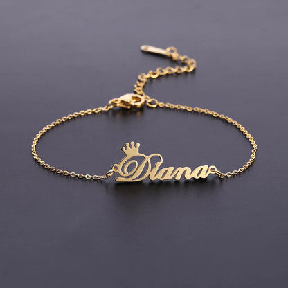 Sipuris Custom Name Bracelets With Crown For Women Stainless Steel Customized Personalized Unique Bracelet Jewelry Gifts