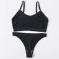 Women Seamless Bra And Panties Set Wire Free Bralette High Leg Cut Thongs Comfort Ribbed Unlined Underwear Sexy Lingerie Set