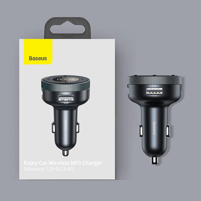 Baseus Car FM Transmitter 5.0 Bluetooth Car Charger Music Adapter 3.4A Dual USB MP3 Player Radio Handsfree Audio FM Modulato