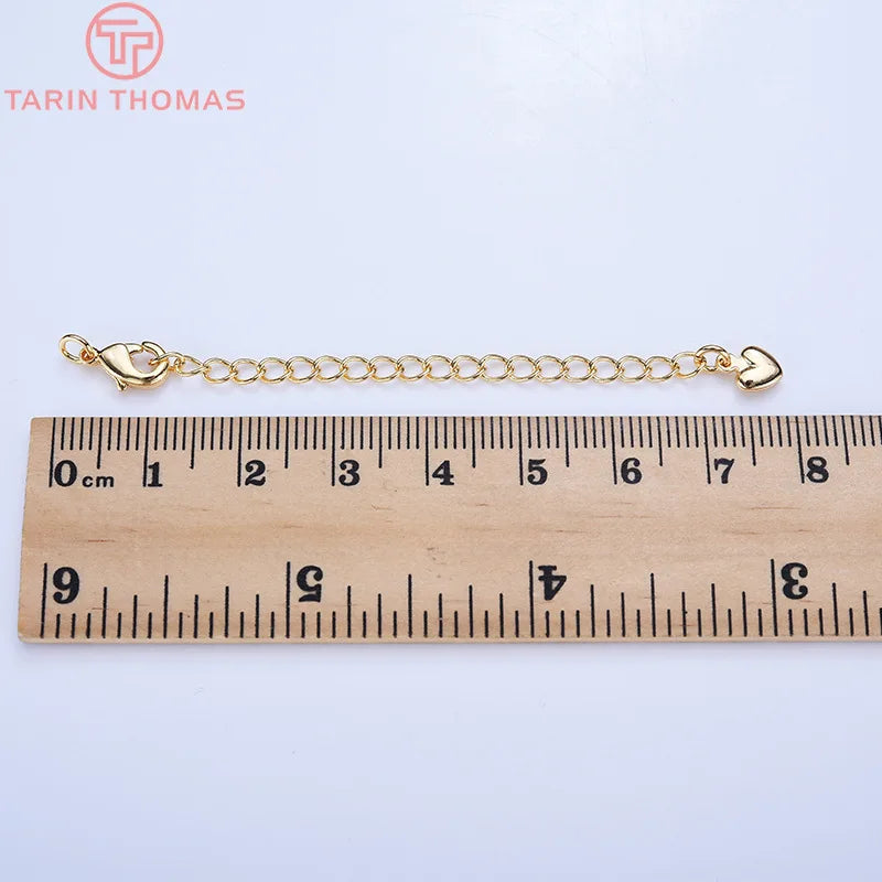 (3564) Full Length 85MM 24K Gold Color Plated Brass Extender Chain with Lobster Clasps High Quality Jewelry Accessories
