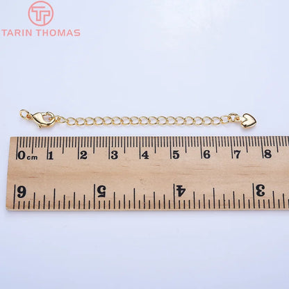 (3564) Full Length 85MM 24K Gold Color Plated Brass Extender Chain with Lobster Clasps High Quality Jewelry Accessories