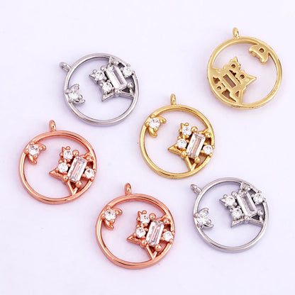 Sun Moon Star Space Celestial Compass Charm Pendant in Gold Colour , Jewelry Necklace Bracelet Making Supplies L93
