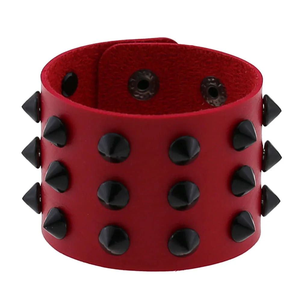 Gothic Punk Hip Hop Rock Spike Rivet Stud PU Leather Wristband Bracelet Bangle