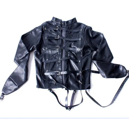 PU Leather Straitjacket BDSM Bondage Harness Female Adult Couple Game Straight Jacket Halloween Costume  Sex Toy for Women
