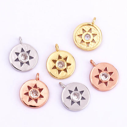 Sun Moon Star Space Celestial Compass Charm Pendant in Gold Colour , Jewelry Necklace Bracelet Making Supplies L93
