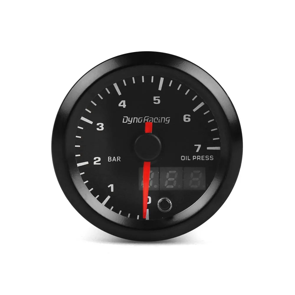 Dynoracing 2" 52mm Dual Display Oil Pressure Gauge 0-7 BAR  7 Colors LED Oil Press Meter High Speed Motor With Sensor  BX101734