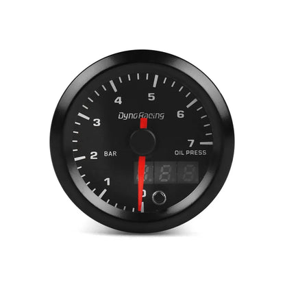 Dynoracing 2" 52mm Dual Display Oil Pressure Gauge 0-7 BAR  7 Colors LED Oil Press Meter High Speed Motor With Sensor  BX101734