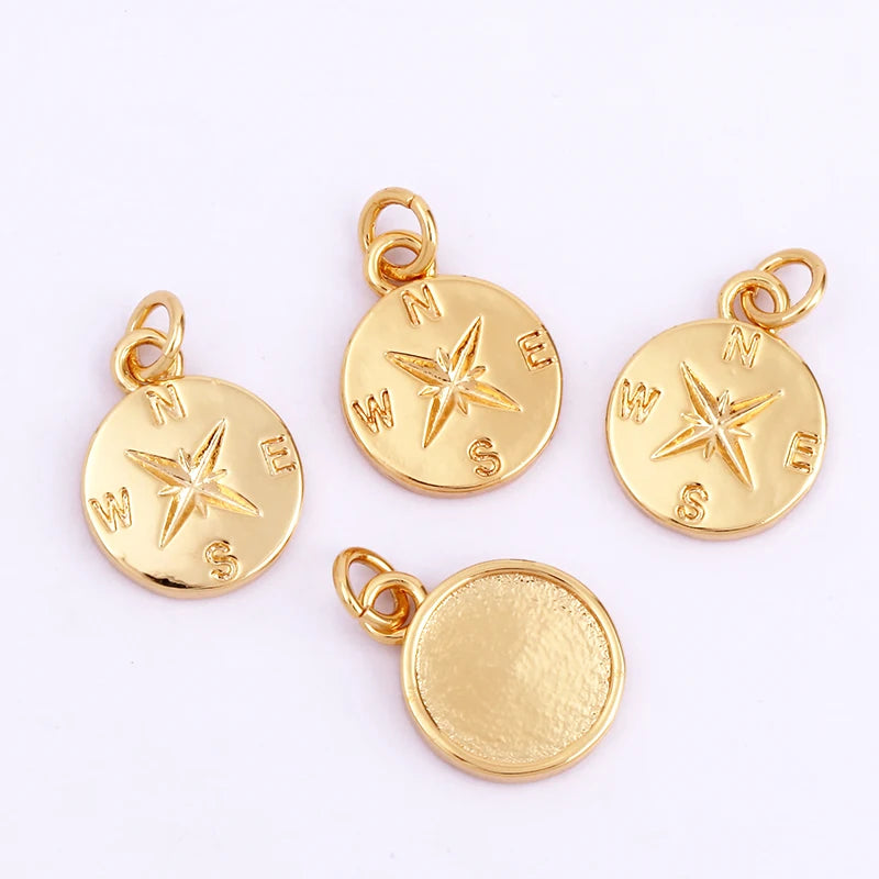 Sun Moon Star Space Celestial Compass Charm Pendant in Gold Colour , Jewelry Necklace Bracelet Making Supplies L93
