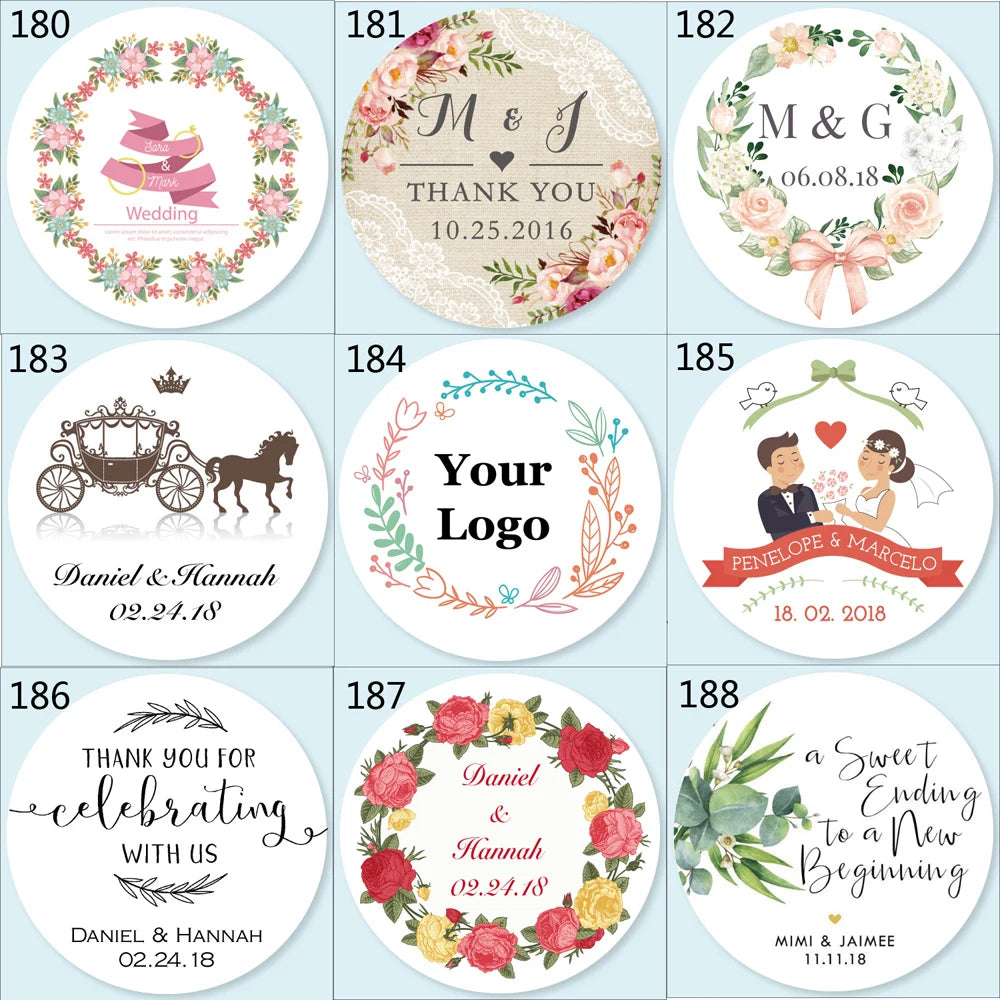 100pcs Custom LOGO Stickers White Label/Wedding Packaging sticker design Kraft baking your own name,THANK YOU labels