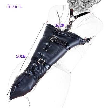 SM Sexy Restraint Arm Binder Behind Back Straight Jacket Leather Armbinder Slave Lockable Bondage Shoulder Straps Club Role play
